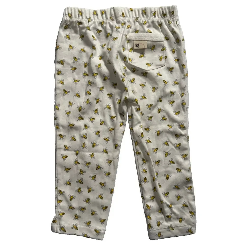 Burt’s Bees Baby 3-6M Organic Cotton Bee Print 2 Piece Outfit Top Pants